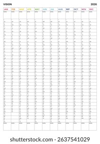 Giant 2026 Wall Calendar, 2026 Large Wall Planner, Annual Planner, Year at a Glance, Visual Overview 2026 Calendar, Vertica, Minimal