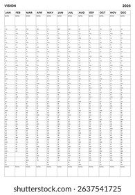 Giant 2026 Wall Calendar, 2026 Large Wall Planner, Annual Planner,  Year at a Glance,  Visual Overview 2026 Calendar,  Vertical,  Minimal, Black and White, Grey, Printable Yearly Planner