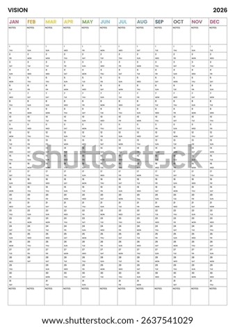 Giant 2026 Wall Calendar, 2026 Large Wall Planner, Annual Planner, Year at a Glance, Visual Overview 2026 Calendar, Vertica, Minimal