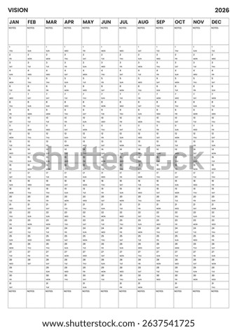 Giant 2026 Wall Calendar, 2026 Large Wall Planner, Annual Planner,  Year at a Glance,  Visual Overview 2026 Calendar,  Vertical,  Minimal, Black and White, Grey, Printable Yearly Planner