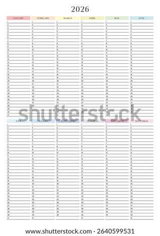 Giant 2026 Wall Calendar, 2026 Large Wall Planner, Annual Planner, Year at a Glance, Visual Overview 2026 Calendar, Vertical, Minimal, Year On One Page