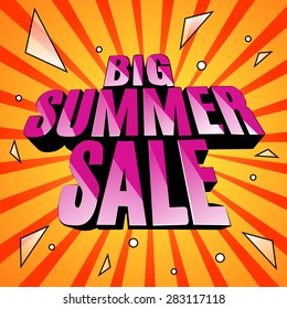 Giant 3D letters BIG SUMMER SALE colorful vector design