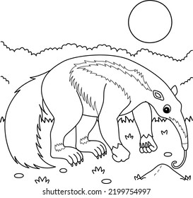 Giant Anteater Animal Coloring Page Kids Stock Vector (Royalty Free ...