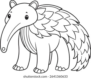 Giant anteater coloring page ideal for wildlife art and coloring