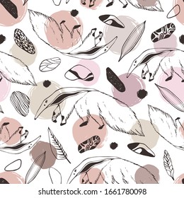 Giant anteater. Seamless pattern with animals. Hand drawing of wildlife. Vector background.