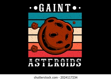 giant asteroids illustration design retro background