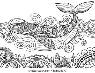 675 Adult coloring book whale Images, Stock Photos & Vectors | Shutterstock