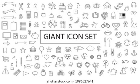 giant black outline planner vector icon set