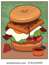 A giant breakfast sandwich with everything.