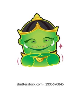 giant cartoon character thai asia cute isolated on white background, clip art giant green lovely and funny, clipart giant mascot cartoon, giant cartoon characters cute, (tossakan, ramayana thai word)