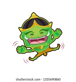 giant cartoon character thai asia cute isolated on white background, clip art giant green lovely and funny, clipart giant mascot cartoon, giant cartoon characters cute, (tossakan, ramayana thai word)
