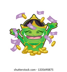 giant cartoon character thai asia cute isolated on white background, clip art giant green lovely and funny, clipart giant mascot cartoon, giant cartoon characters cute, (tossakan, ramayana thai word)