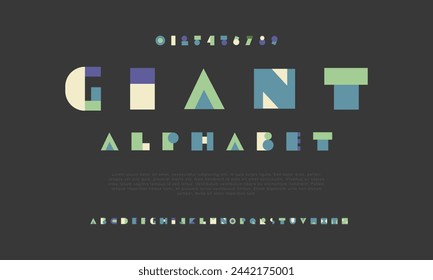 Giant creative geometric modern urban alphabet font. Digital abstract futuristic, fashion, sport, minimal technology typography. Simple numeric vector illustration