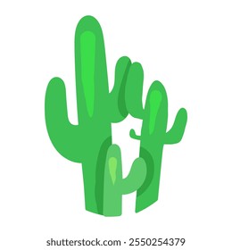 Giant desert cacti plants succulents. Element of Hispanic holiday Cinco De Mayo. Mexican holiday icon. Simple cartoon vector element isolated on white background