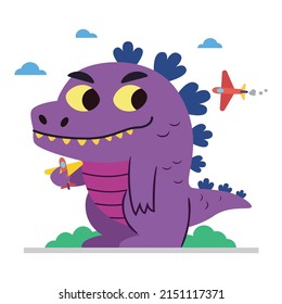 Giant dino and fighter jet