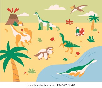 Giant dinosaurs from the era of dinosaurs. flat design style minimal vector illustration.