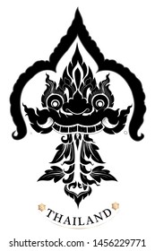Giant drawing, line thai art on white background outline, Vector Illustrator