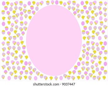 giant egg with cartoon easter chicks and eggs frame illustration