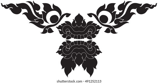 giant face, monster face, floral vector illustration / southeast asia art design