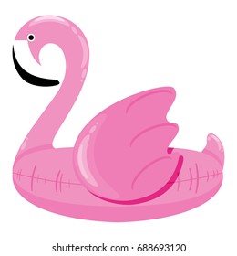 Giant Flamingo Pool Float. Inflatable float rubber ring for children and adults, for swimming pools, the sea, oceans, rivers, lakes. Vector illustration for your design isolated on background.