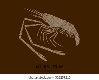 Giant freshwater prawn, shrimp, designed using line square pattern graphic vector.
