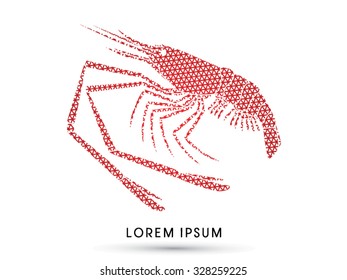Giant freshwater prawn, shrimp, designed using line triangle graphic vector.