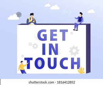 Giant Get in touch metaphors concept illustration. Company development direction, team building exercise, corporate communication. Vector isolated concept metaphor illustrations