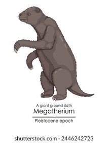 Ein riesiges gemahlenes Faultier Megatherium aus dem Pleistozän. 