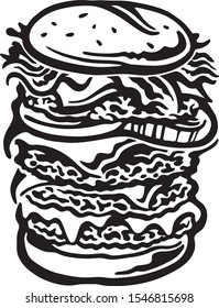 Giant hamburger black and white