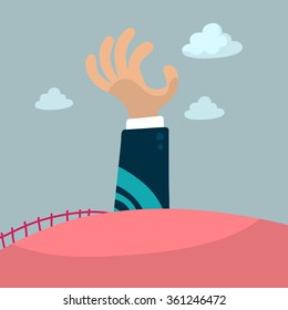 Giant hand try to reach sky