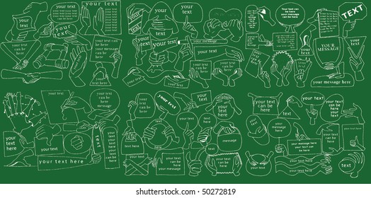 Giant Hands Messages Set (vector for your messages)