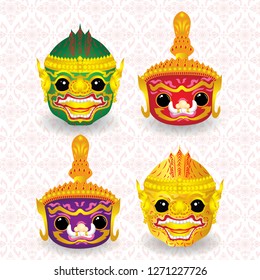 Giant Hanuman Thai pattern, Thai patterned flower background