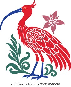 Giant Ibis with Cambodia flag color