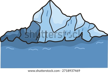 A giant iceberg in the azure ocean.