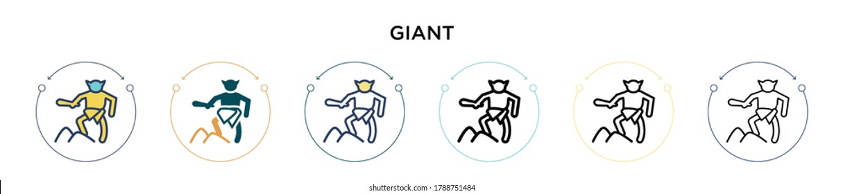 Giant icon in filled, thin line, outline and stroke style. Vector illustration of two colored and black giant vector icons designs can be used for mobile, ui, web