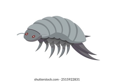 Riesen-Isopod unter Wasser Tier flache Vektorgrafik.