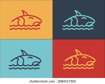 Giant Killer Whale Logo Template, Simple Flat Icon of animal,marine,giant