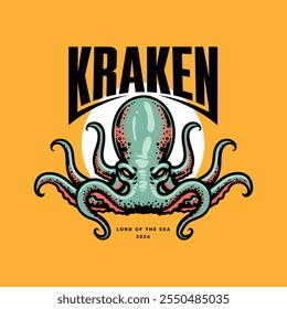 Riesenkraken Kunstwerk Feind Maskottchen Logo