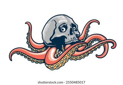 Riesenkraken mit Totenkopf-Kunstwerk