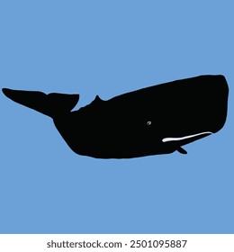 giant marine mammal commonly known as sperm whale isolated blue background. vector illustration