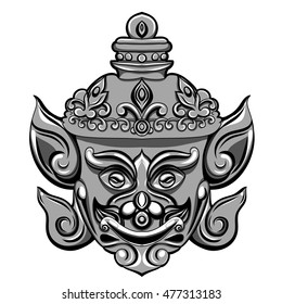 Giant mask of Thailand Travel. illustration isolated on white background. Vector