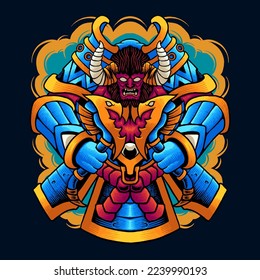 giant monster armor cartoon vector illustration