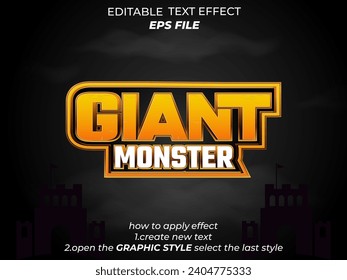 efecto de texto gigante, fuente editable, tipografía, texto 3d para fantasía medieval y juegos rpg. plantilla de vector