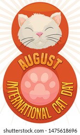 Giant number "8" with cute, smiling cat face and paw to celebrate International Cat Day in August.