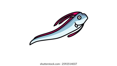 Giant Oarfish. Colorful Cartoon Fish Illustration.