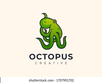 giant octopus pacific logo, green octopus amazing logo