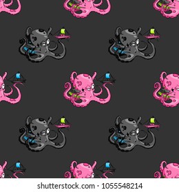 Giant octupus seamless pattern. Original design for print or digital media.