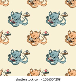 Giant octupus seamless pattern. Original design for print or digital media.