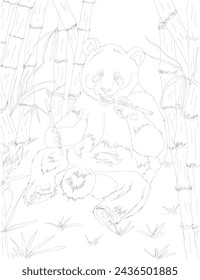 Giant panda china line art drawing for coloring book