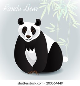 Giant panda greeting card. Vector illustration.